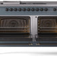 ILVE Nostalgie II 60" Dual Fuel Propane Gas Range in Blue Grey with Bronze Trim, UP60FSNMPBGBLP