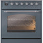 ILVE Nostalgie II 30" Induction Range with Element Stove and Electric Oven in Blue Grey with Chrome Trim, UPI304NMPBGC