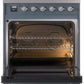 ILVE Nostalgie II 30" Induction Range with Element Stove and Electric Oven in Blue Grey with Chrome Trim, UPI304NMPBGC