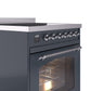 ILVE Nostalgie II 30" Induction Range with Element Stove and Electric Oven in Blue Grey with Chrome Trim, UPI304NMPBGC
