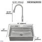 FORNO Acqua 33" Drop-In/Undermount 3 Level Workstation Sink, Retractable Faucet, Glass Rinser in Stainless Steel, D-XP31