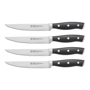 Henckels 4pc Steak Knife Set with Black Handle, Forged Accent Series