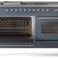 ILVE Nostalgie II 60" Dual Fuel Propane Gas Range in Blue Grey with Chrome Trim, UP60FSNMPBGCLP