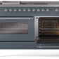 ILVE Nostalgie II 60" Dual Fuel Propane Gas Range in Blue Grey with Chrome Trim, UP60FSNMPBGCLP