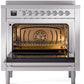 ILVE Nostalgie II 36" Induction Range with Element Stove and Electric Oven in Stainless Steel with Chrome Trim, UPI366NMPSSC