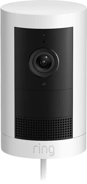 Ring - Outdoor Cam Plus, Plug-In, Wide-Angle 2K Video - White