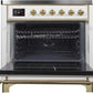 ILVE Majestic II 36" Induction Range with Element Stove and Electric Oven in White with Brass Trim, UMI09NS3WHG