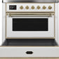 ILVE Majestic II 36" Induction Range with Element Stove and Electric Oven in White with Brass Trim, UMI09NS3WHG