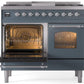 ILVE Nostalgie II 40" Dual Fuel Natural Gas Range in Blue Grey with Chrome Trim, UPD40FNMPBGC
