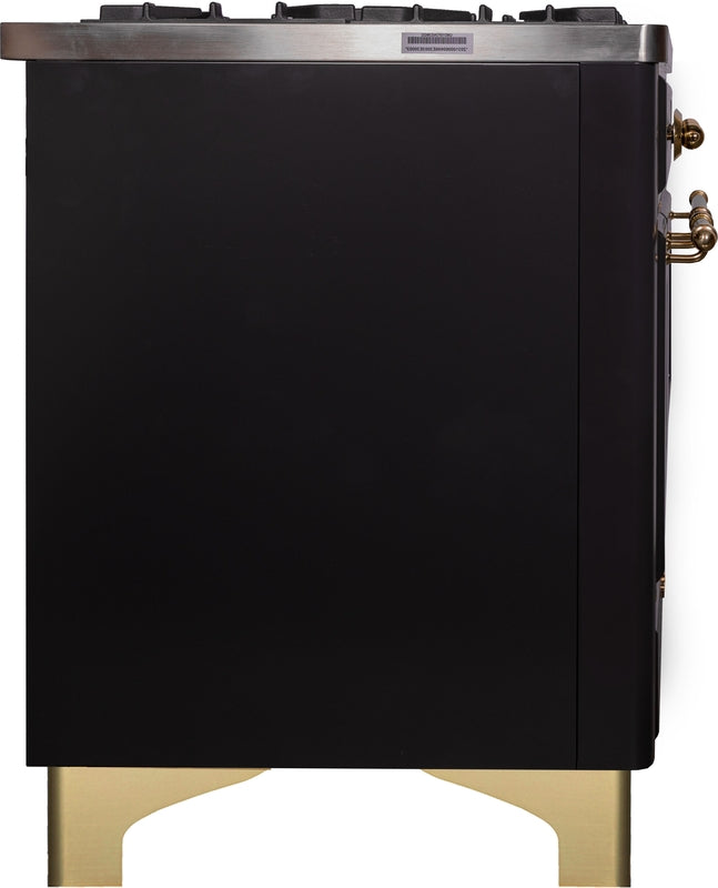 ILVE Majestic II 40" Dual Fuel Natural Gas Range in Matte Graphite with Brass Trim, UMD10FDNS3MGG