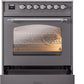 ILVE Nostalgie II 30" Dual Fuel Propane Gas Range in Matte Graphite with Chrome Trim, UP30NMPMGCLP