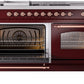 ILVE Nostalgie II 60" Dual Fuel Natural Gas Range in Burgundy with Copper Trim, UP60FSNMPBUP