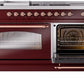 ILVE Nostalgie II 60" Dual Fuel Natural Gas Range in Burgundy with Copper Trim, UP60FSNMPBUP