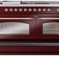 ILVE Nostalgie II 60" Dual Fuel Natural Gas Range in Burgundy with Copper Trim, UP60FSNMPBUP