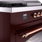 ILVE Nostalgie II 60" Dual Fuel Natural Gas Range in Burgundy with Copper Trim, UP60FSNMPBUP