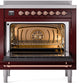 ILVE Nostalgie II 36" Induction Range with Element Stove and Electric Oven in Burgundy with Copper Trim, UPI366NMPBUP