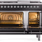 ILVE Nostalgie II 48" Dual Fuel Propane Gas Range in Black with Chrome Trim, UP48FNMPBKCLP