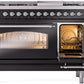 ILVE Nostalgie II 48" Dual Fuel Propane Gas Range in Black with Chrome Trim, UP48FNMPBKCLP
