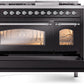 ILVE Nostalgie II 48" Dual Fuel Propane Gas Range in Black with Chrome Trim, UP48FNMPBKCLP