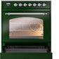 ILVE Nostalgie II 30" Dual Fuel Propane Gas Range in Emerald Green with Chrome Trim, UP30NMPEGCLP