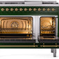 ILVE Nostalgie II 48" Dual Fuel Natural Gas Range in Emerald Green with Brass Trim, UP48FNMPEGG