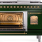 ILVE Nostalgie II 48" Dual Fuel Natural Gas Range in Emerald Green with Brass Trim, UP48FNMPEGG
