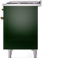 ILVE Nostalgie II 48" Dual Fuel Natural Gas Range in Emerald Green with Brass Trim, UP48FNMPEGG