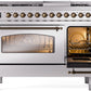 ILVE Nostalgie II 48" Dual Fuel Natural Gas Range in Stainless Steel with Bronze Trim, UP48FNMPSSB