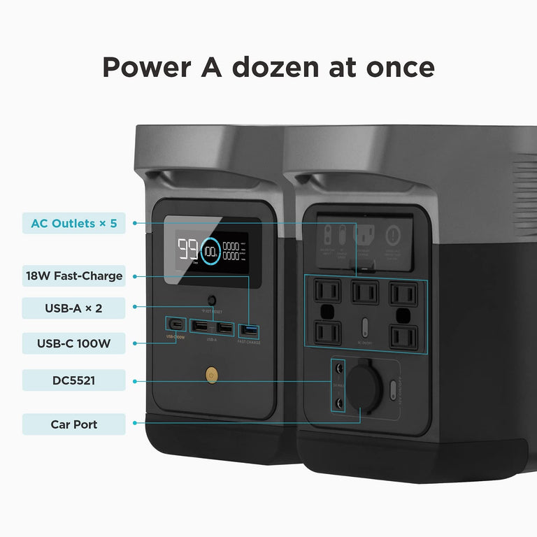 EcoFlow Package - DELTA Mini Portable Power Station (882Wh) and 2 x Bifacial Portable Solar Panel (220W)