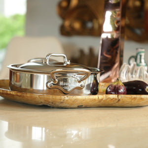 Mauviel 1830 M'URBAN 4 Tri-Ply Rondeau With Lid, Cast Stainless Steel Handles, 3.2-Qt