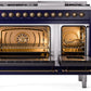 ILVE Nostalgie II 48" Dual Fuel Propane Gas Range in Blue with Bronze Trim, UP48FNMPMBBLP