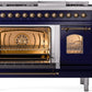 ILVE Nostalgie II 48" Dual Fuel Propane Gas Range in Blue with Bronze Trim, UP48FNMPMBBLP