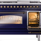 ILVE Nostalgie II 48" Dual Fuel Propane Gas Range in Blue with Bronze Trim, UP48FNMPMBBLP