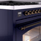 ILVE Nostalgie II 48" Dual Fuel Propane Gas Range in Blue with Bronze Trim, UP48FNMPMBBLP