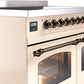 ILVE Nostalgie II 40" Induction Range with Element Stove and Electric Oven in Antique White with Bronze Trim, UPDI406NMPAWB