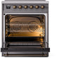 ILVE Nostalgie II 30" Induction Range with Element Stove and Electric Oven in Matte Graphite with Bronze Trim, UPI304NMPMGB