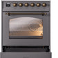 ILVE Nostalgie II 30" Induction Range with Element Stove and Electric Oven in Matte Graphite with Bronze Trim, UPI304NMPMGB