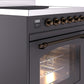 ILVE Nostalgie II 30" Induction Range with Element Stove and Electric Oven in Matte Graphite with Bronze Trim, UPI304NMPMGB