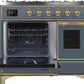ILVE Majestic II 40" Dual Fuel Propane Gas Range in Blue Grey with Brass Trim, UMD10FDNS3BGGLP