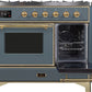 ILVE Majestic II 40" Dual Fuel Propane Gas Range in Blue Grey with Brass Trim, UMD10FDNS3BGGLP