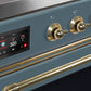 ILVE Majestic II 40" Dual Fuel Propane Gas Range in Blue Grey with Brass Trim, UMD10FDNS3BGGLP