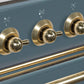 ILVE Majestic II 40" Dual Fuel Propane Gas Range in Blue Grey with Brass Trim, UMD10FDNS3BGGLP