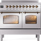 ILVE Nostalgie II 40" Induction Range with Element Stove and Electric Oven in Stainless Steel with Bronze Trim, UPDI406NMPSSB