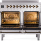 ILVE Nostalgie II 40" Induction Range with Element Stove and Electric Oven in Stainless Steel with Bronze Trim, UPDI406NMPSSB