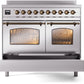 ILVE Nostalgie II 40" Induction Range with Element Stove and Electric Oven in Stainless Steel with Bronze Trim, UPDI406NMPSSB