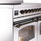 ILVE Nostalgie II 40" Induction Range with Element Stove and Electric Oven in Stainless Steel with Bronze Trim, UPDI406NMPSSB