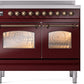 ILVE Nostalgie II 40" Induction Range with Element Stove and Electric Oven in Burgundy with Bronze Trim, UPDI406NMPBUB