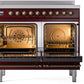 ILVE Nostalgie II 40" Induction Range with Element Stove and Electric Oven in Burgundy with Bronze Trim, UPDI406NMPBUB