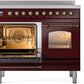 ILVE Nostalgie II 40" Induction Range with Element Stove and Electric Oven in Burgundy with Bronze Trim, UPDI406NMPBUB