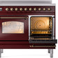 ILVE Nostalgie II 40" Induction Range with Element Stove and Electric Oven in Burgundy with Bronze Trim, UPDI406NMPBUB